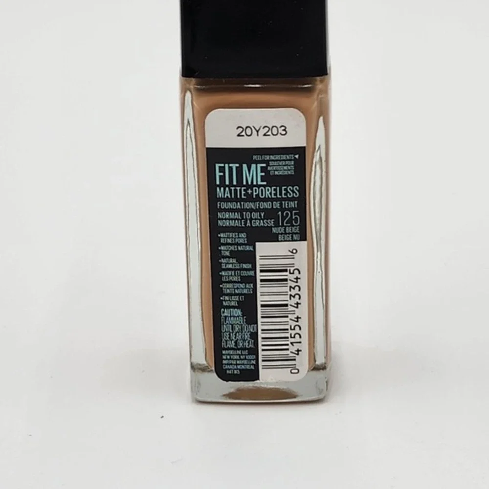 Maybelline Fit Me Matte & Poreless Foundation 125 Nude Beige 12 Hour New Sealed